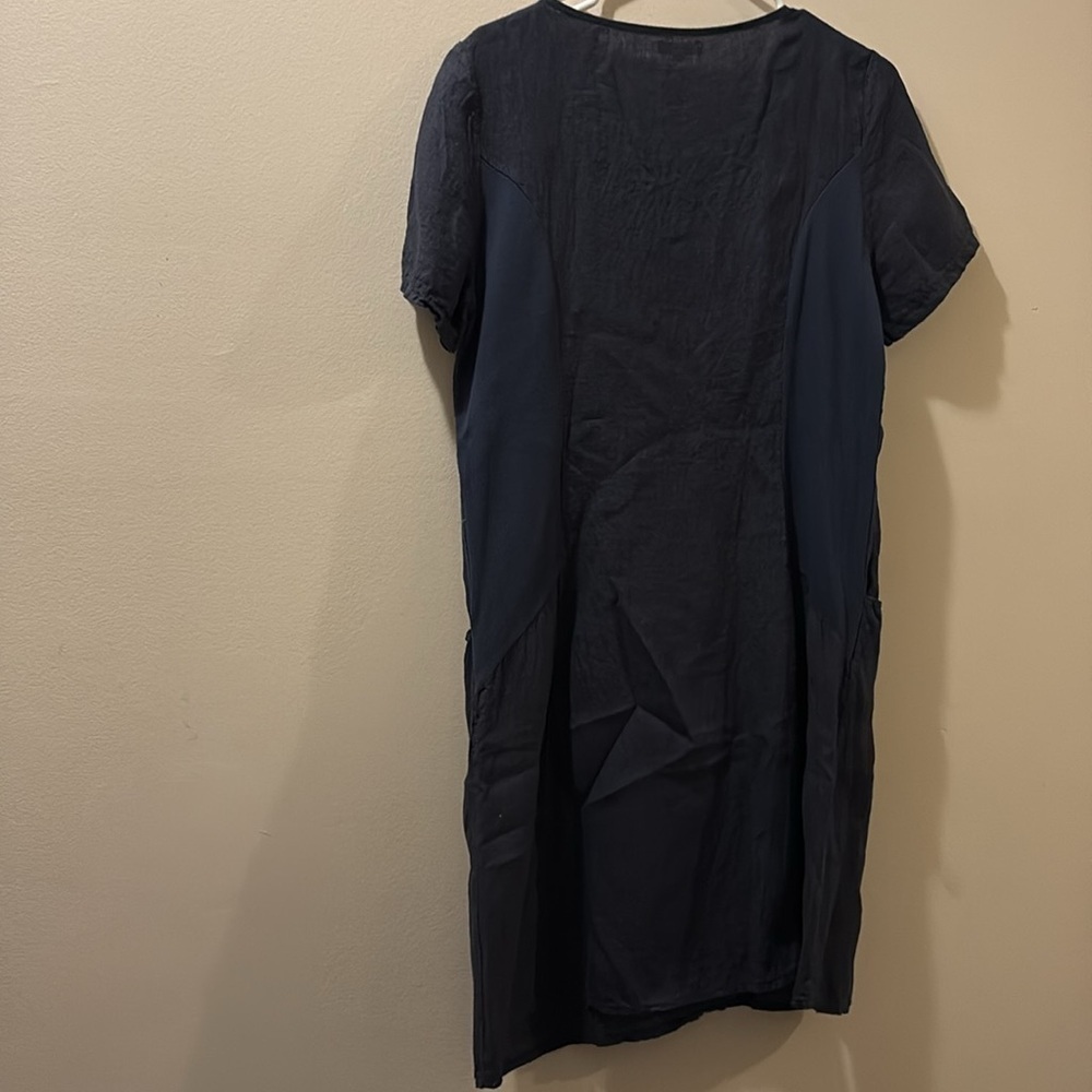 Lina Tomei Elegant navy Dress with Embellished beaded Neckline - medium - Picture 7 of 7
